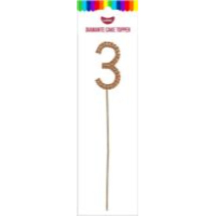 GoBake Gold Diamante #3 Topper 4.5cm