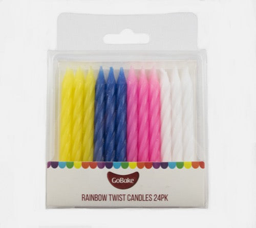 GoBake Rainbow Twist Birthday Candles 24/Pack