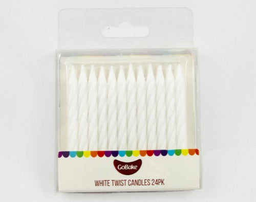GoBake White Twist Birthday Candles for Cakes 24/Pack