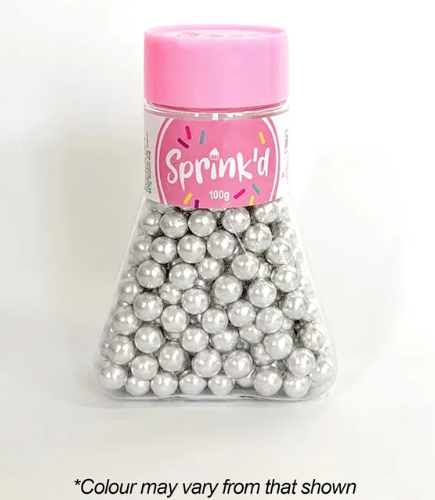 Sprink’d Silver Shiny 8mm Sugar Ball Sprinkles 100g