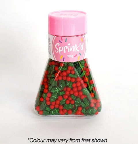 Sprink’d Holly & Berry Sprinkle Mix Christmas 100g (Red & Green)