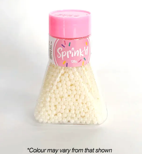Sprink’d Ivory Shiny 4mm Sugar Ball Sprinkles 120g