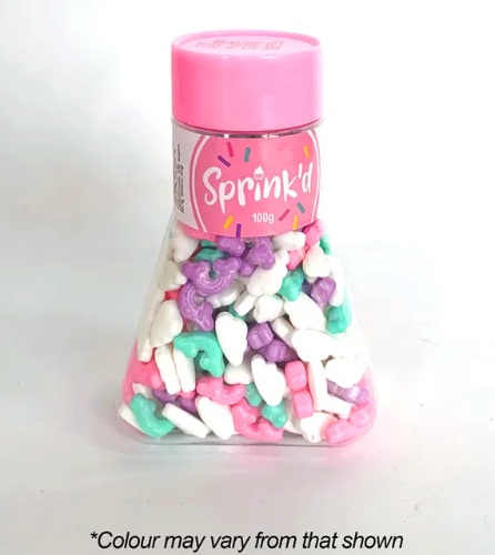 Sprink'd Rainbows & Clouds Teal, Pink, Purple, White 100g Sprinkle Mix