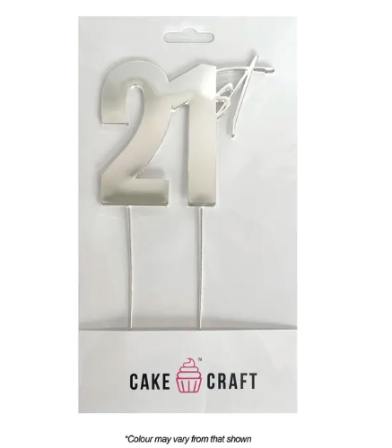 Cake Craft 21st Metal Cake Topper Silver 9cm