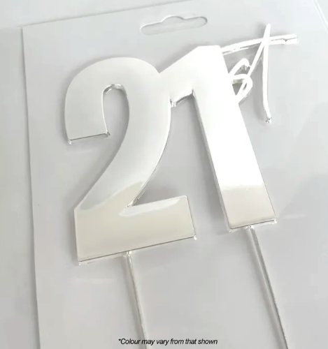 Cake Craft 21st Metal Cake Topper Silver 9cm