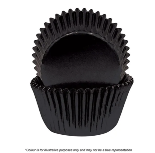 Cake Craft Foil Black Baking Cups 408 (44x30mm) pack of 72