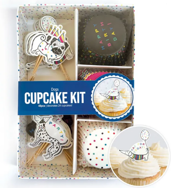 Cake Craft Dog Cupcake Kit (24 Baking Cups & 24 Toppers)