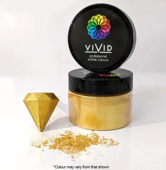 Vivid Edible Metallic Dust Super Gold Shimmer 50g | BB 04/26