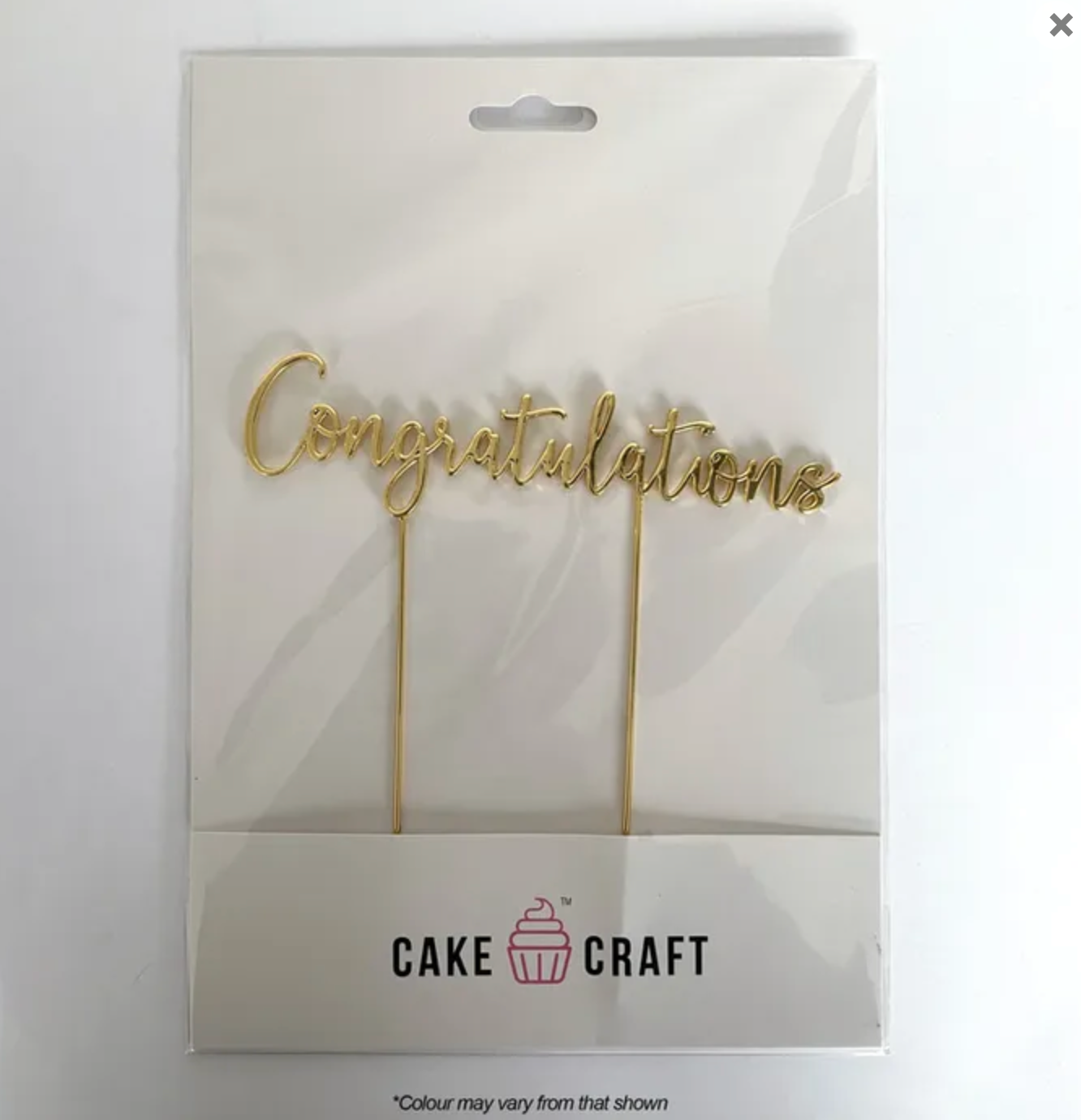 Cake Craft Congratulations Metal Cake Topper Gold