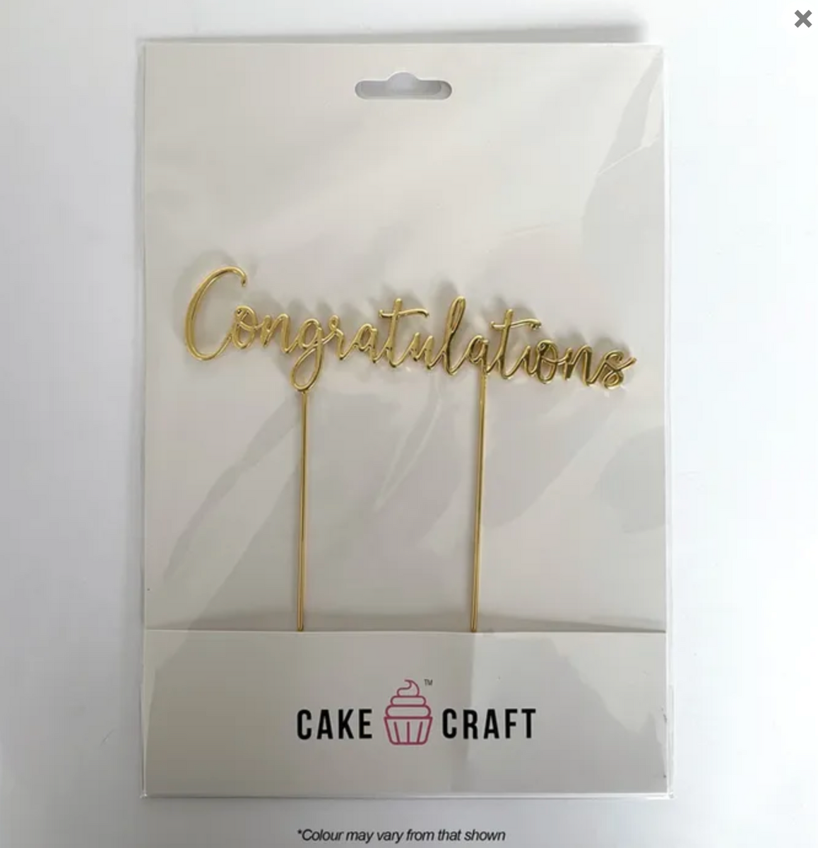 Cake Craft Congratulations Metal Cake Topper Gold Lloyd Holt Packaging