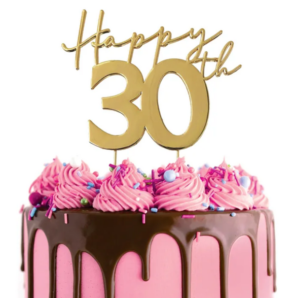 Cake Craft Gold Happy 30th Metal Cake Topper