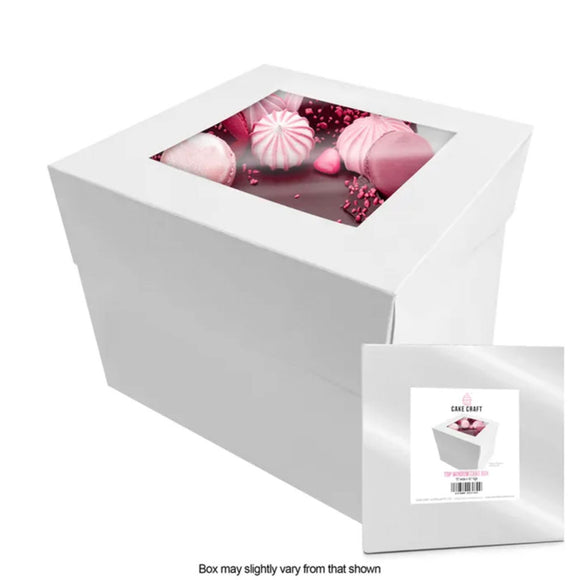 Cake craft white cake box with window on lid 10 inch wide x 10 inch tall