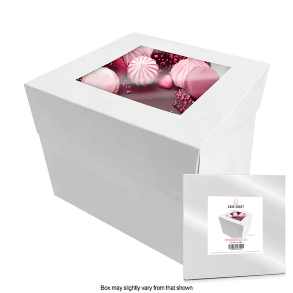 cake craft white cake box with window and separate lid 12 inch wide x 12 inch tall