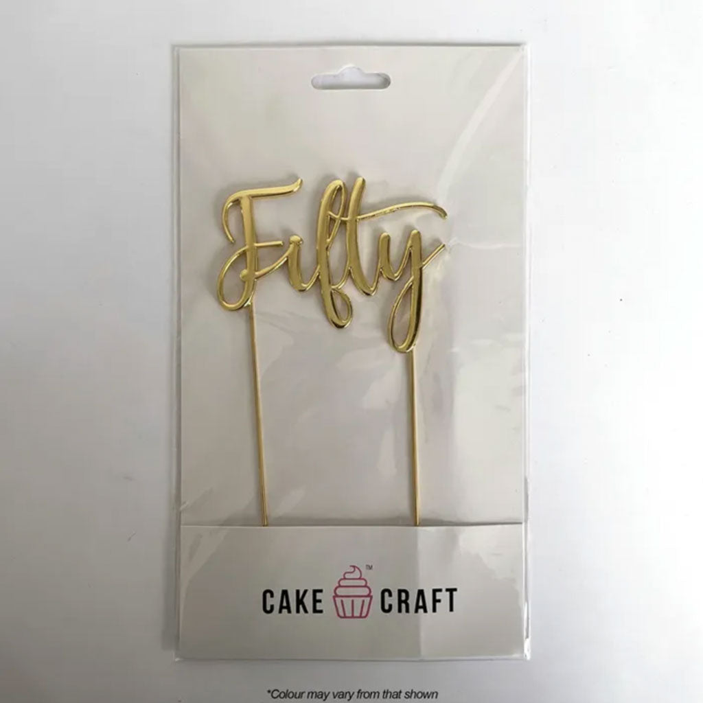 Cake Craft Metal Cake Topper Fifty Gold Lloyd Holt Packaging