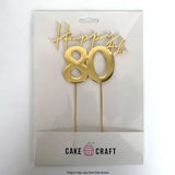 Cake Craft Happy 80th Metal Cake Topper in packaging