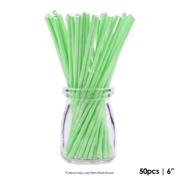 cake craft green 6 inch paper pop sticks in glass jar