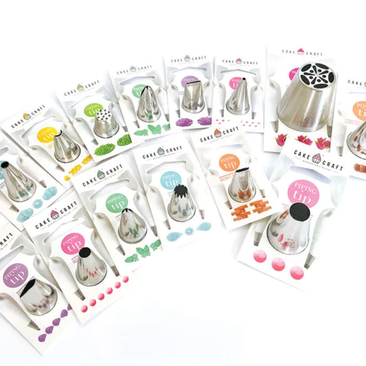 A range of Cake Craft Piping Tips laid out