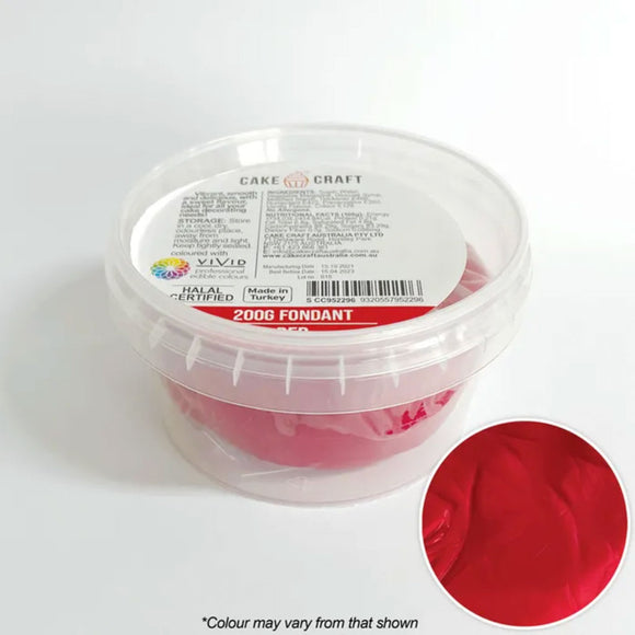 cake craft red fondant icing 200g in pot