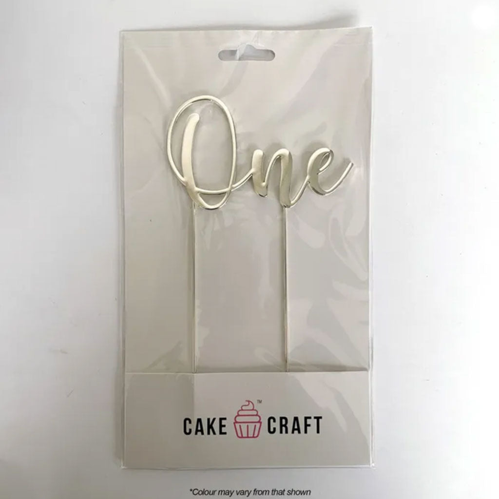 Cake Craft One Silver Metal Cake Topper in packaging