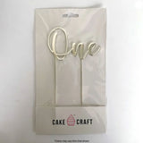 Cake Craft One Silver Metal Cake Topper in packaging