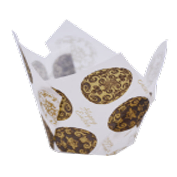 Large Parchment Muffin Wraps with gold and brown eggs printed
