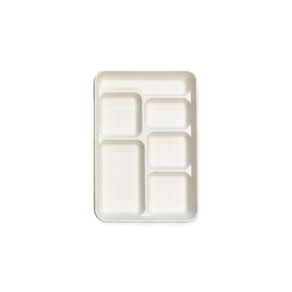 Ecocane 6 Compartment Shallow Tray 321x221x31mm 50/Pack