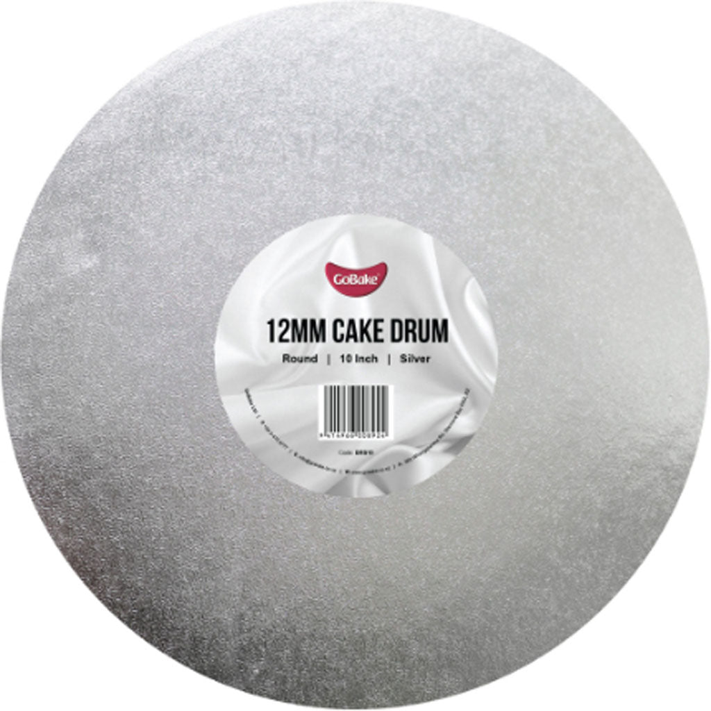 Cake Board Round Silver 10 Inch | 12mm Drum Board
