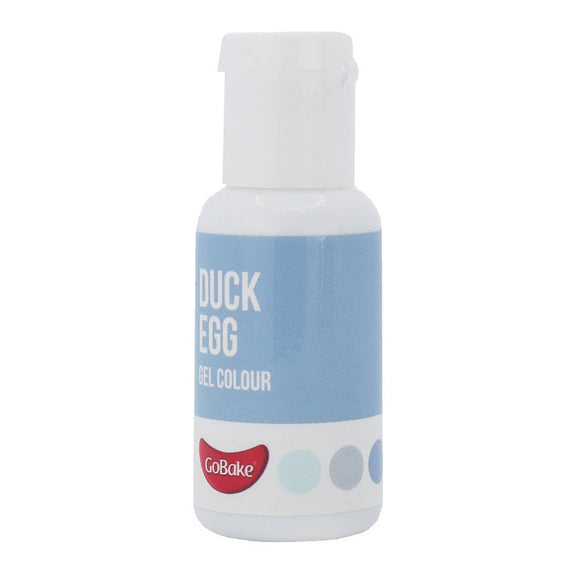 GoBake Duck Egg Blue Gel Food Colour 21g in white easy to use drop bottle