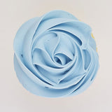 blue buttercream rose piped on to a muffin using the gobake duck egg blue gel colour