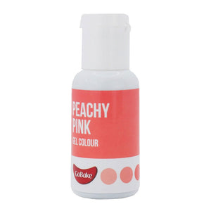 GoBake Peachy Pink Gel Food Colour 21g in white easy to use drop bottle