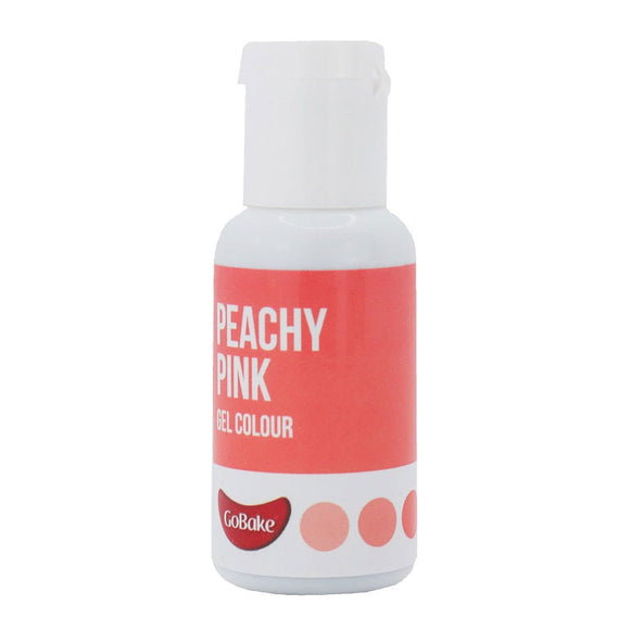 GoBake Peachy Pink Gel Food Colour 21g in white easy to use drop bottle