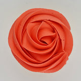 peach buttercream rose piped on to a muffin using the gobake peachy pink gel colour