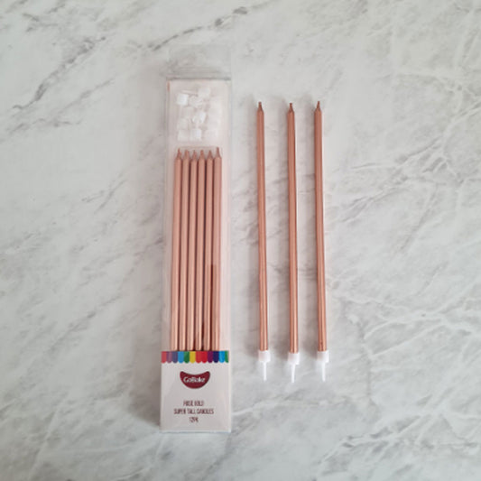 GoBake Candles Super Tall 18cm Rose Gold 12/Pack