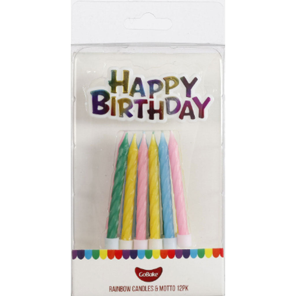 GoBake Candles & Motto Rainbow 12/Pack