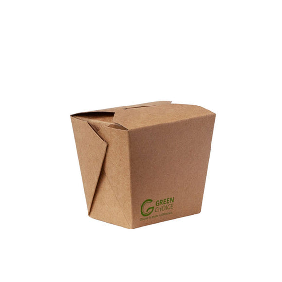 Green Choice brown Kraft noodle box with green choice printed on