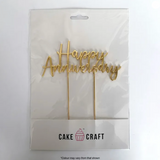 Cake Craft Happy Anniversary Metal Cake Topper Gold