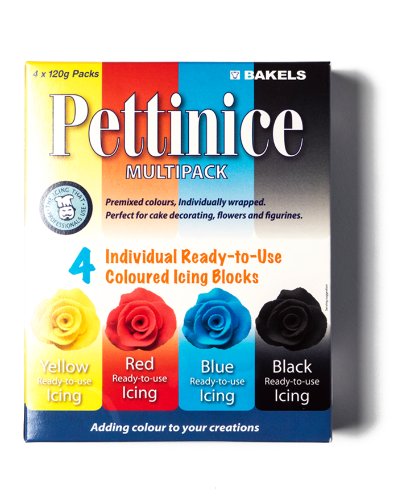 Bakels Pettinice Icing Multipack 4 x 120g (Red, Yellow, Blue, Black)