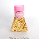 sprink'd loose gold leaf flakes in an easy to use jar with pink lid