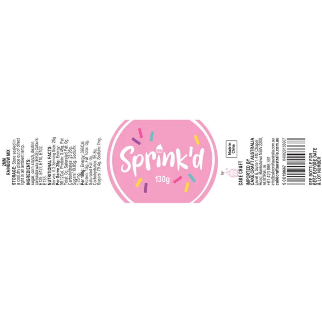 label information for rainbow 2mm sugar balls