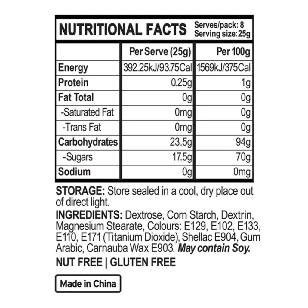 label information for sprink'd rainbow mix sprinkle bento box