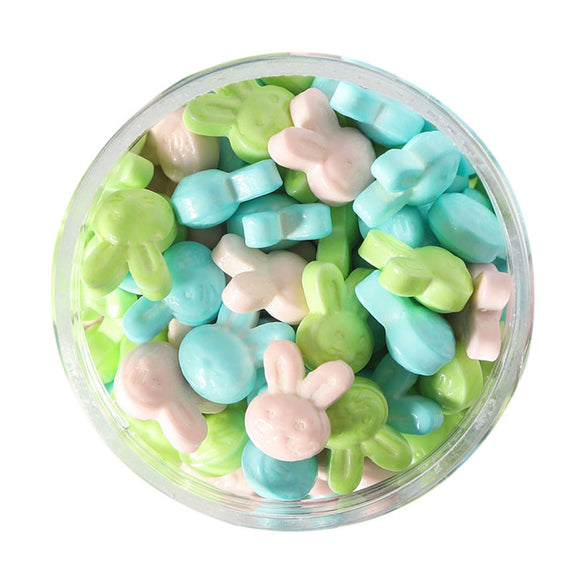 Sprinks Pastel Pink, Green, & Blue Shaped Bunny Rabbit Sprinkles in easy to use round jar