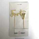Cake Craft Metal Cake Topper Forty Gold