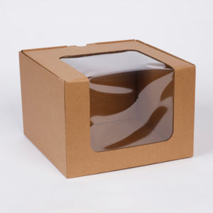 Eco Kraft Corrugated Window Cake Box 8x8x6 Inch (Each)