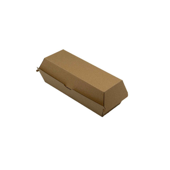 Kraft Cardboard Hot Dog Clamshell 210x70x80mm | 200/Carton