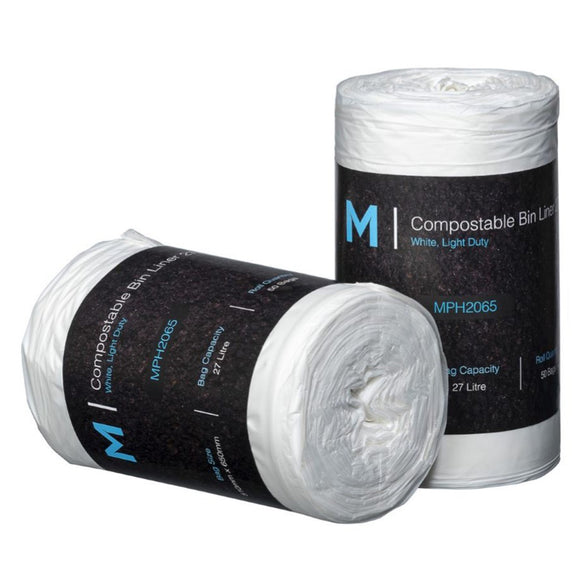 M Compostable Bin Liners Kitchen Tidy 27 Litre 50/Roll