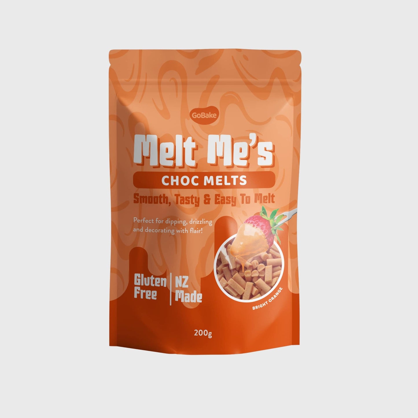 GoBake Melt Me's Choc Melts Bright Orange 200g