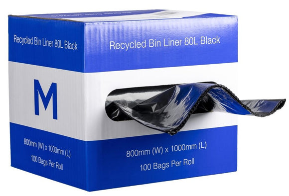 Matthews DB 80L Recycled Bin Liners Black (100/Box)