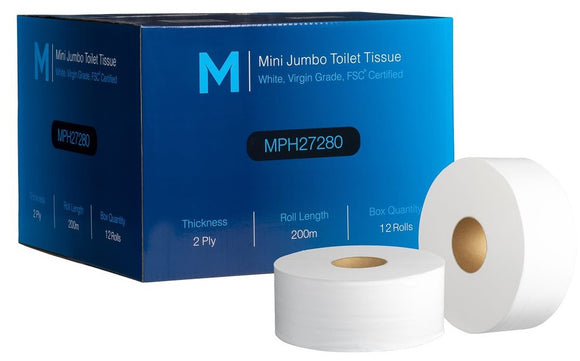 Matthews Mini Jumbo Toilet Tissue 200m per roll (Bundle of 12)