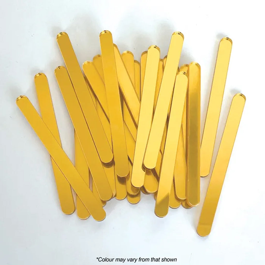 Acrylic Cake Popsicle Sticks Gold Mirror | 12/Pack