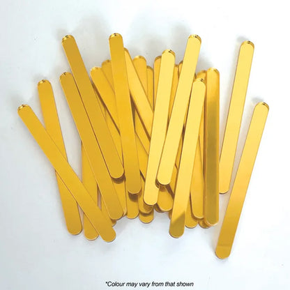 Acrylic Cake Popsicle Sticks Gold Mirror | 12/Pack